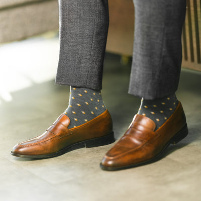 The Sage Gemstones - A Sage Green Sock with Burnt Orange, White & Taupe Gemstones