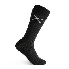 Black, solid, ribbed men's dress sock