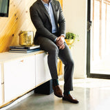 Navy Blue and Brown Floral Silk Pocket Square