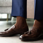 A chocolate brown men's dress sock