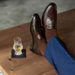 A chocolate brown men's dress sock