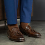 A chocolate brown men's dress sock