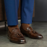 A chocolate brown men's dress sock