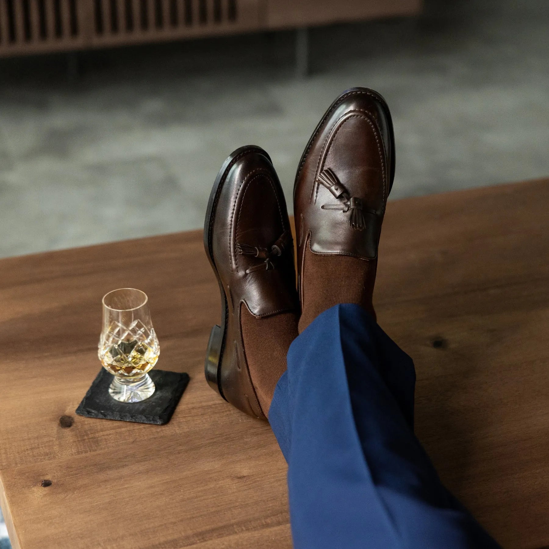 A chocolate brown men's dress sock