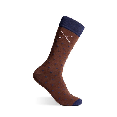 Chocolate with Navy Flower Petals - A Chocolate Brown Sock with a Navy Floral Pattern