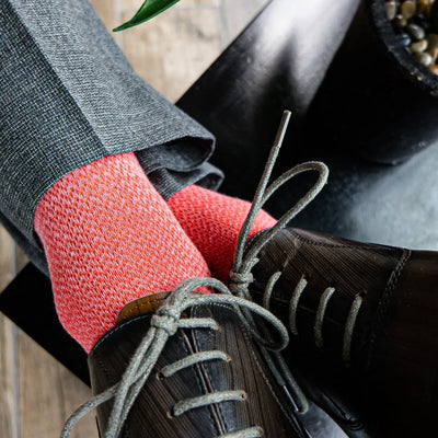 Coral Micro-Chevron - A Heathered Coral and Salmon Micro-Chevron Men's Dress Sock