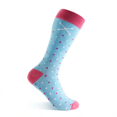 The Lukes - A Sky Blue Sock with Magenta and White Micro-Squares