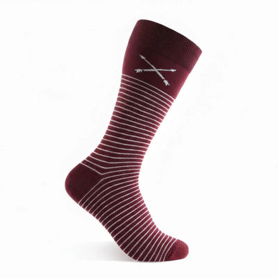 The Hanks - A Deep Garnet Red Sock with White Stripes