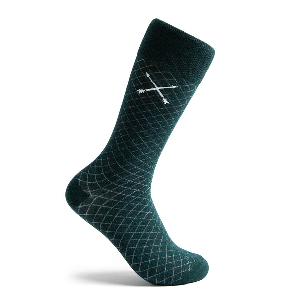 Deep Green Diamonds -  A Deep Green Sock with a Contrasting Diamond Pattern