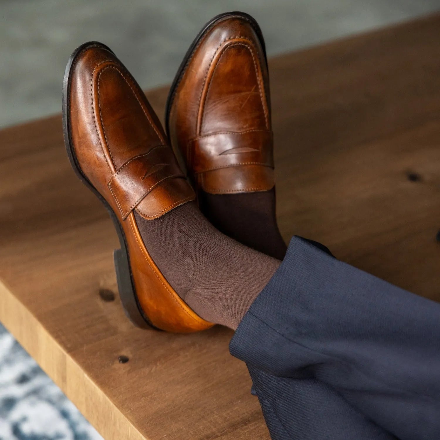 An espresso brown men's dress sock