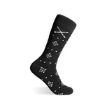 The Black Nested Diamonds men's dress sock — black sock with grey nested diamonds product image