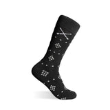 The Black Nested Diamonds men's dress sock — black sock with grey nested diamonds product image