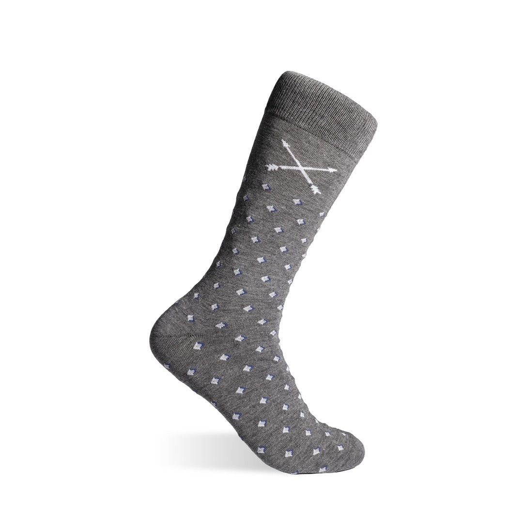 The Slate Gemstones men's dress sock — slate grey sock with navy, white & silver gemstones product image