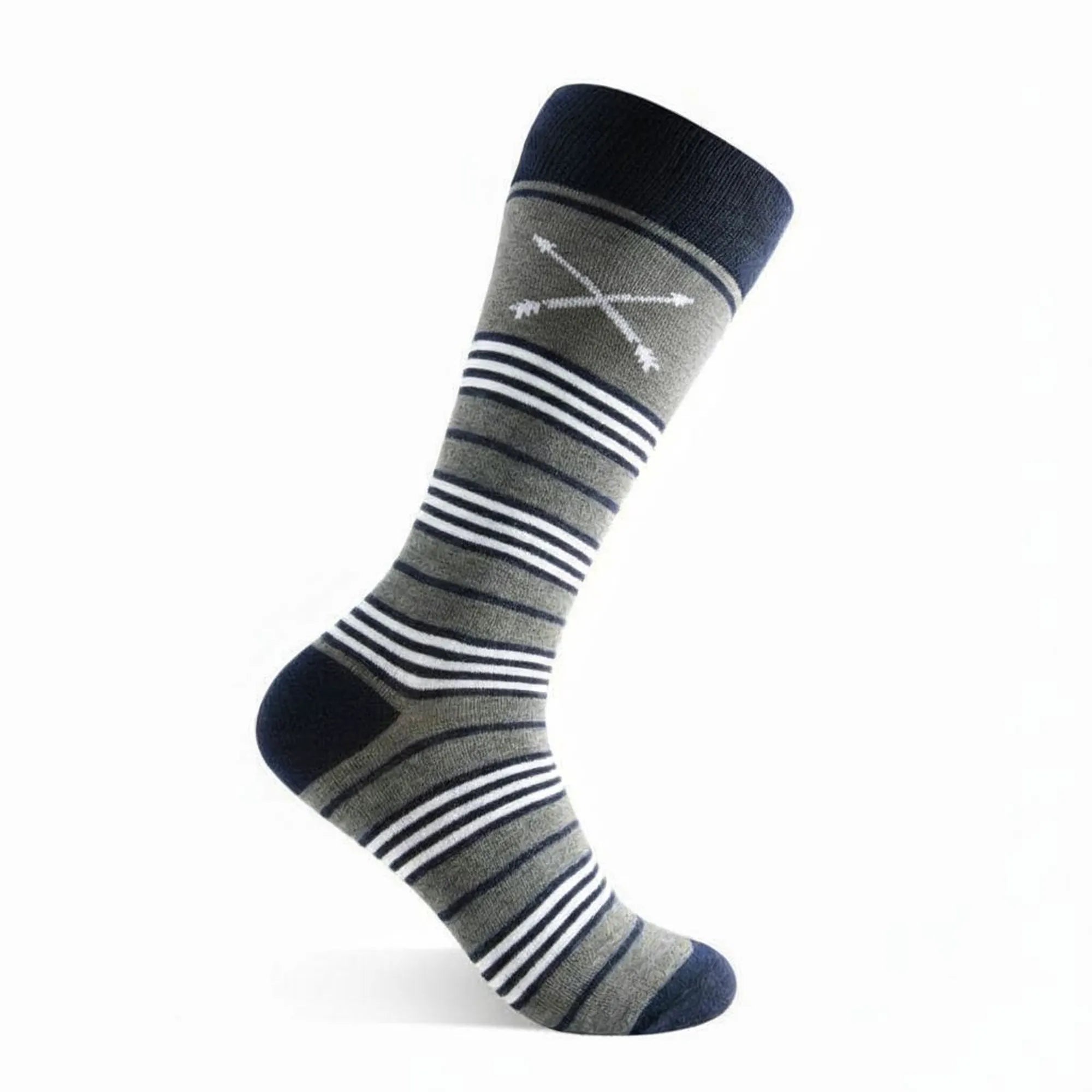 The Manchesters | Charcoal Grey, Navy & White Striped Dress Sock Mid-Calf The Manchesters | Charcoal Grey, Navy & White Striped Dress Sock Mid-Calf