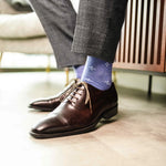 Heathered Blue Men's Dress Sock with a sky blue flower pattern