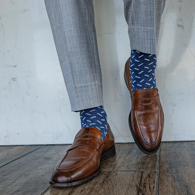 Heathered Blue Sprinkles - A Heathered Blue Sock with a Contrasting Sprinkle Pattern