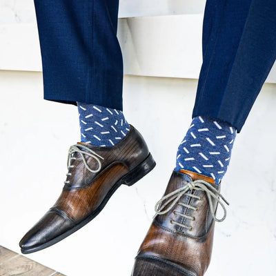 Heathered Blue Sprinkles - A Heathered Blue Sock with a Contrasting Sprinkle Pattern