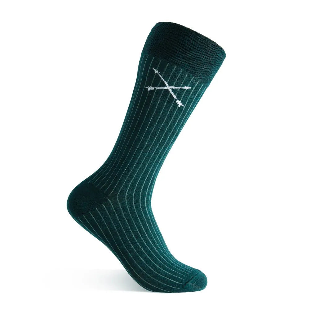 Hunter green, solid, emerald ribbed men's dress sock.