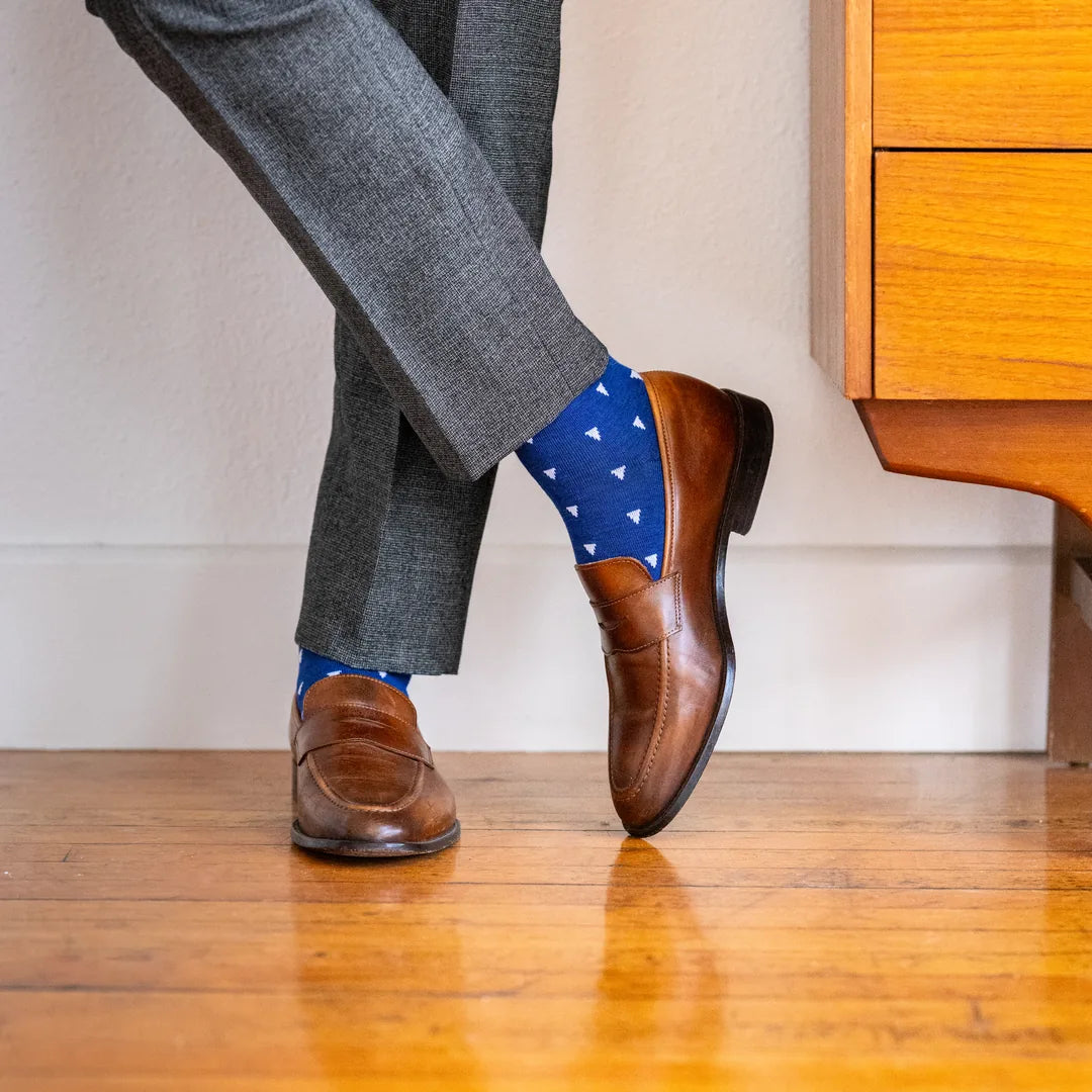 The Sailmakers - A Cobalt Blue Sock with White Sail Motifs Southern Scholar