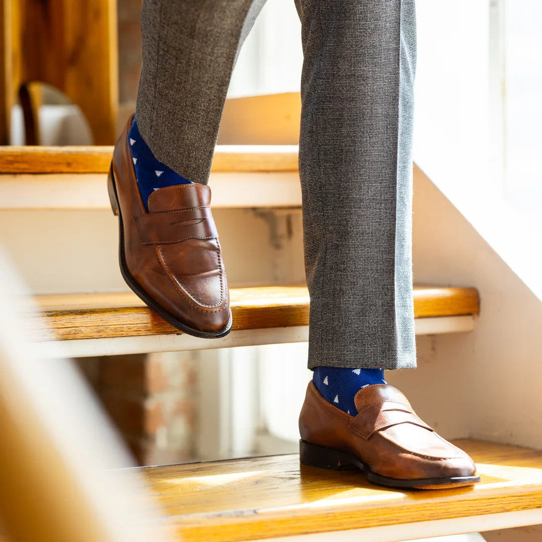 The Sailmakers - A Cobalt Blue Sock with White Sail Motifs Southern Scholar