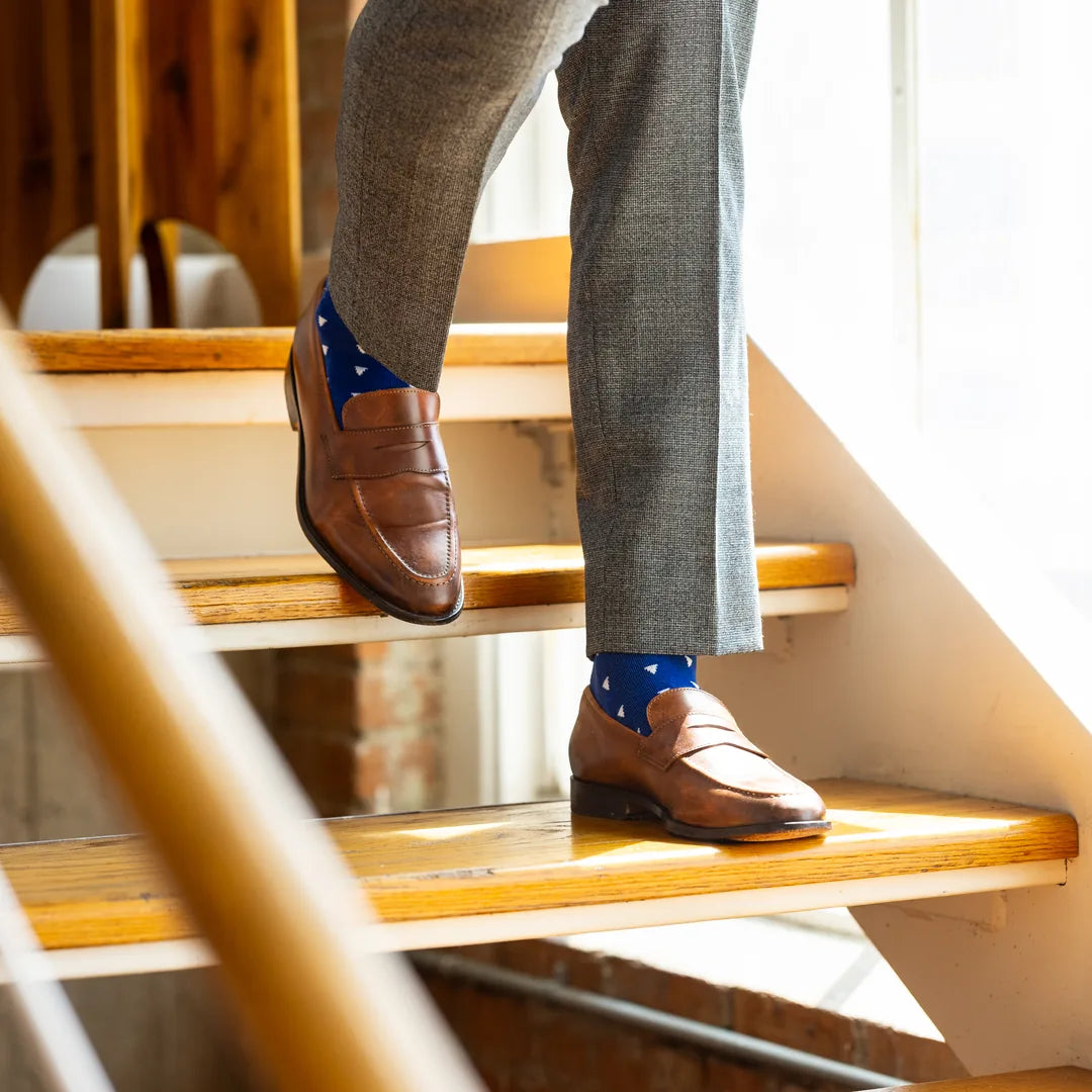 The Sailmakers - A Cobalt Blue Sock with White Sail Motifs Southern Scholar