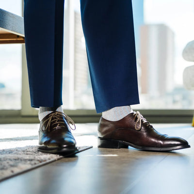 Light Grey & Arctic Blue Ribbed - A Light Grey Sock with Arctic Blue Ribs