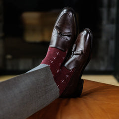 Merlot & White T-Suns - A Deep Red Sock with White T-Suns