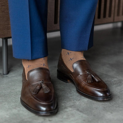 Mocha & Navy T-Suns - A Mocha Mousse Sock with Navy T-Suns