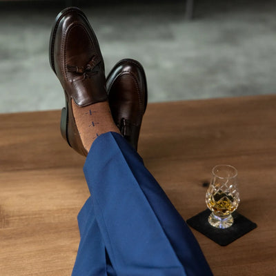 Mocha & Navy T-Suns - A Mocha Mousse Sock with Navy T-Suns