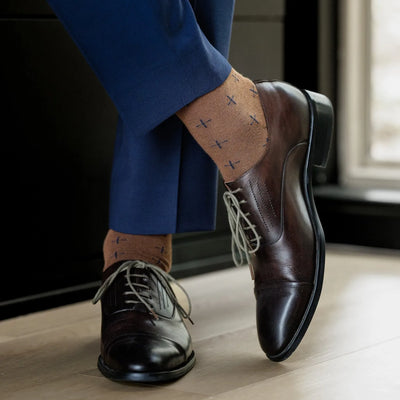 Mocha & Navy T-Suns - A Mocha Mousse Sock with Navy T-Suns