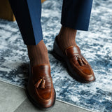 Mocha and Espresso Ribbed - A Mocha Sock with Espresso Ribs