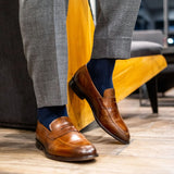 solid navy blue men's dress socks