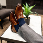 navy blue solid men's dress socks