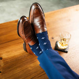 Navy & Blush Pink Flowers - A Navy Sock with Blush Pink Flowers