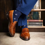 Navy & Blush Pink Flowers - A Navy Sock with Blush Pink Flowers