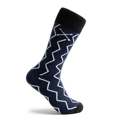 Navy & White ZigZags - A Navy Sock with White ZigZags