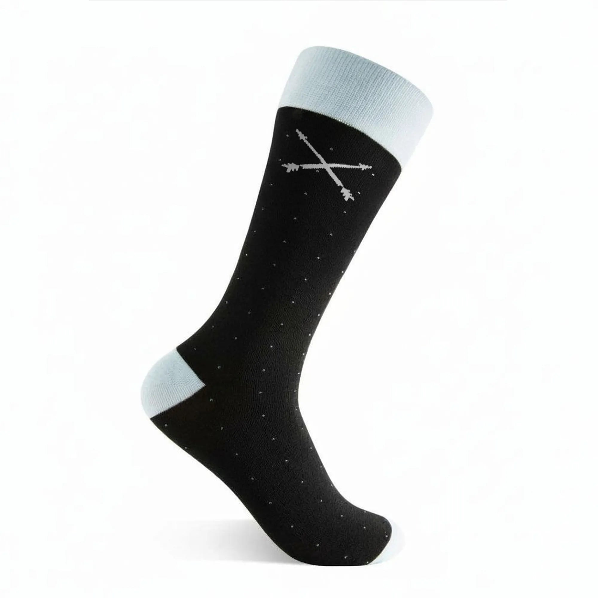 The Oxford Blacks | Black and Baby Blue Pin Dot Dress Sock Mid-Calf The Oxford Blacks | Black and Baby Blue Pin Dot Dress Sock Mid-Calf
