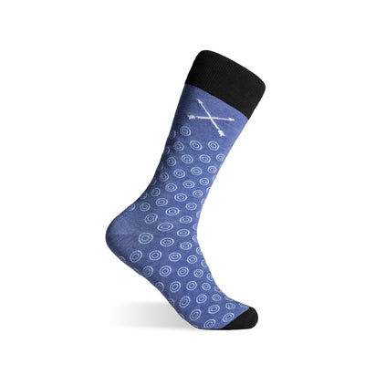 The Pruneaus - A Heathered Blue Sock with Light Blue Double Dots