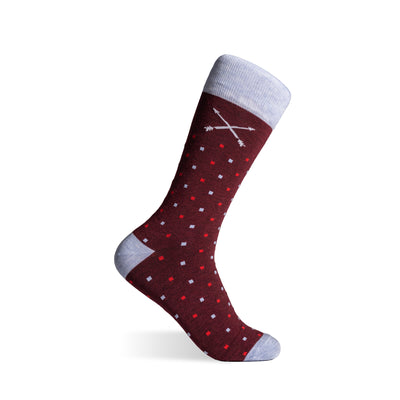 The Shelbys - A Cranberry Sock with Red and Powder Blue Micro-Squares