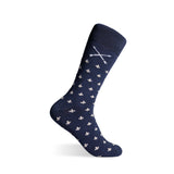 The Bracales - A Navy Sock with Cream French Motifs
