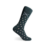 The Fleur Royales - A Deep Green Sock with Peach French Motifs