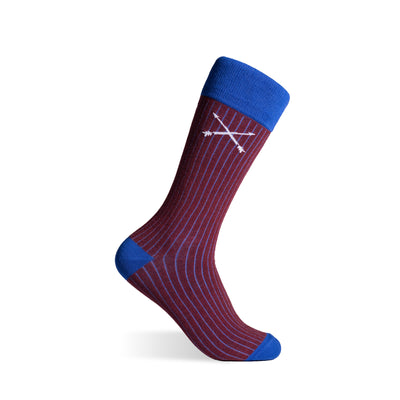 The Old Glorys - Burgundy and Royal Blue Pinstripe Sock