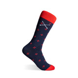 Navy & Cherry Red Flowers - A Navy Sock with Cherry Red Flowers