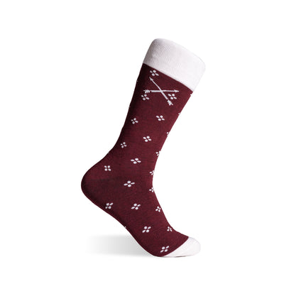 Cranberry & White Flowers - A Cranberry Red Sock with White Flowers