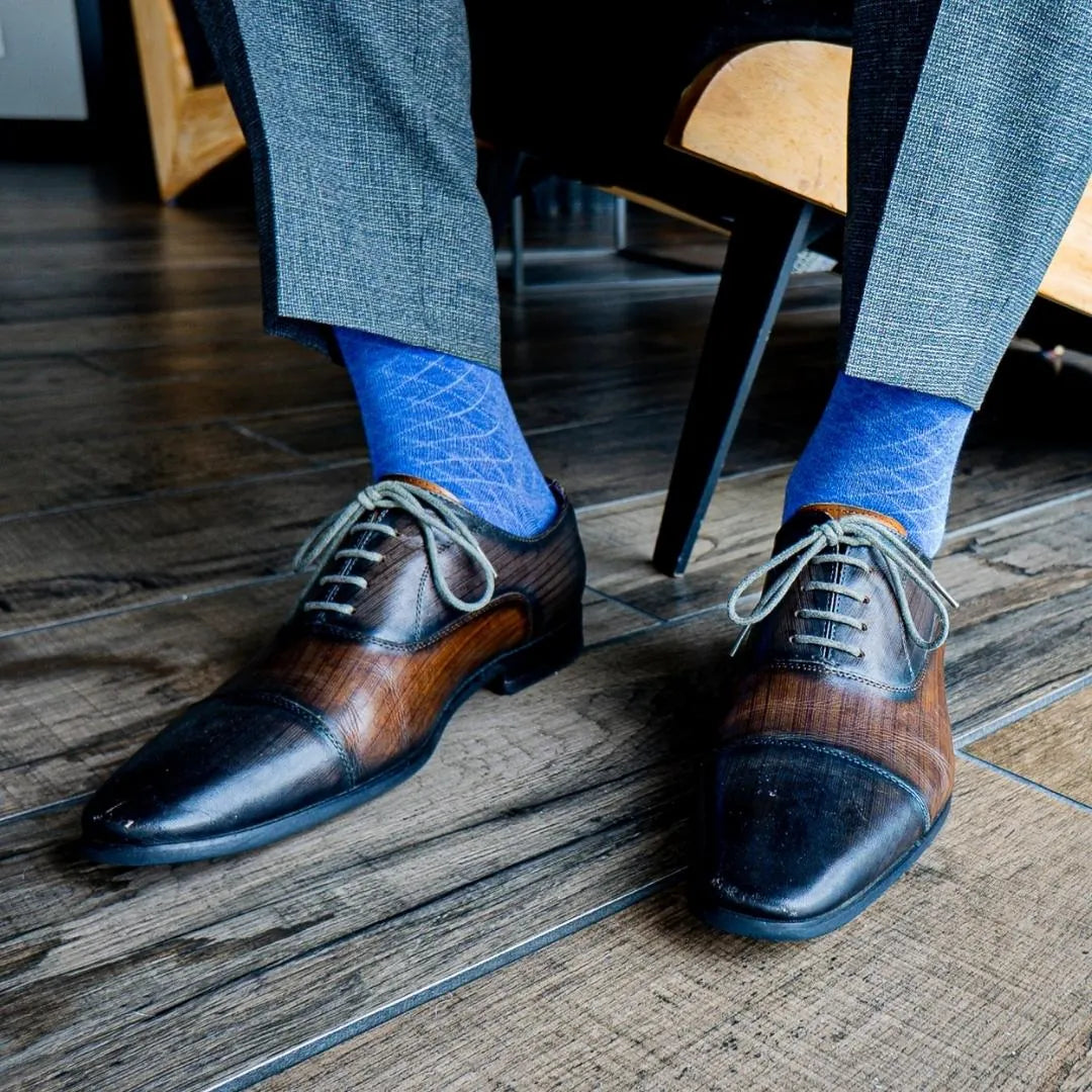 Royal Blue Diamonds - A Royal Blue Men's Dress Sock with A Contrasting Diamond Pattern Over-The-Calf Royal Blue Diamonds - A Royal Blue Men's Dress Sock with A Contrasting Diamond Pattern Over-The-Calf