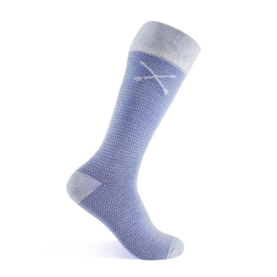 Sky Blue Micro-Chevron - A Heathered Sky Blue Micro-Chevron Men's Dress Sock