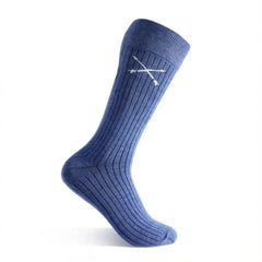 Steel Blue Ribbed Solid - A Steel Blue Sock with Midnight Blue Ribs