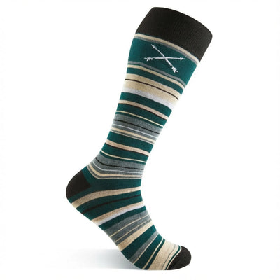 The Churchills - A Green, Tan, and Taupe Striped Sock