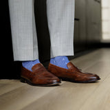 The Andrews - A Heathered Blue Sock with White T-Suns