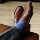 The Andrews - A Heathered Blue Sock with White T-Suns